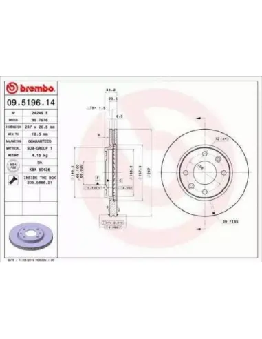 09.5196.11 Disco de freno Brembo