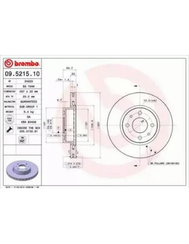 09.5215.10 Disco de freno Brembo