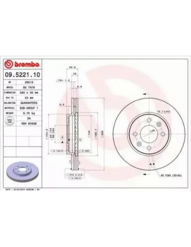 09.5221.10 Disco de freno Brembo