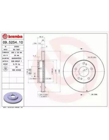 09.5254.10 Disco de freno Brembo