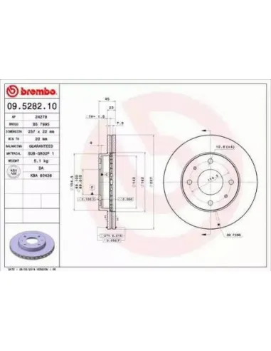 09.5282.10 Disco de freno Brembo