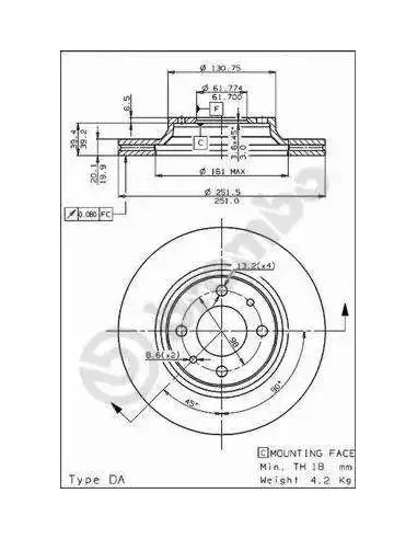 09.5307.10 Disco de freno Brembo