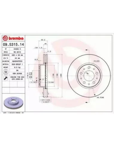 09.5315.14 Disco de freno Brembo