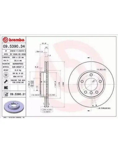 09.5390.34 Disco de freno Brembo