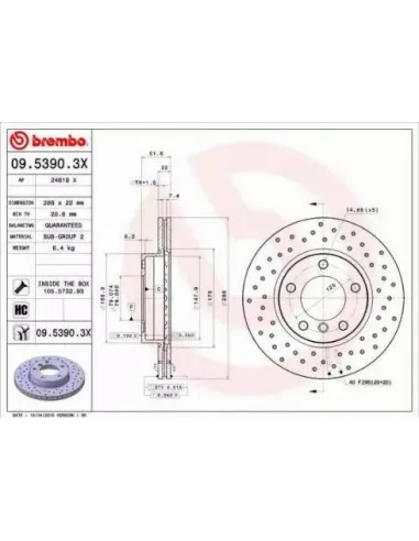 0953903X Disco de freno Brembo