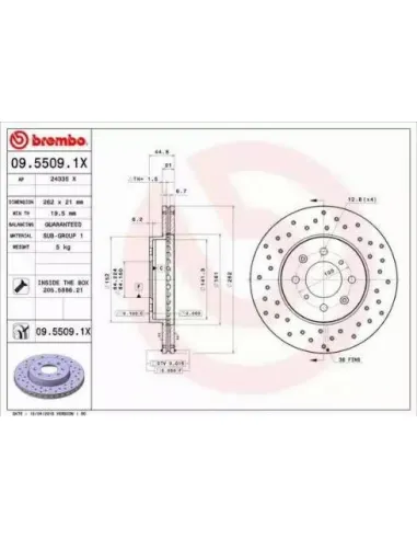 0955091X Disco de freno Brembo