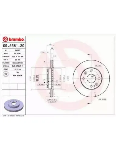 09.5581.20 Disco de freno Brembo