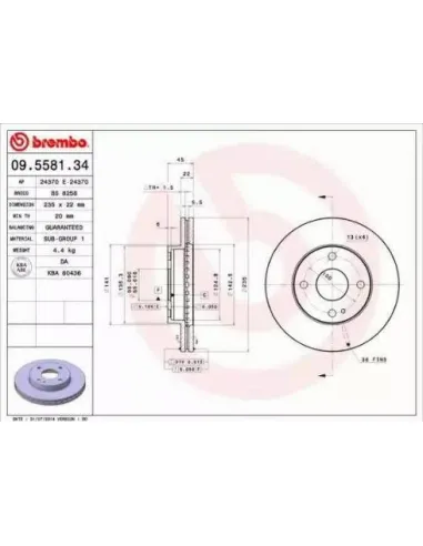 09.5581.34 Disco de freno Brembo