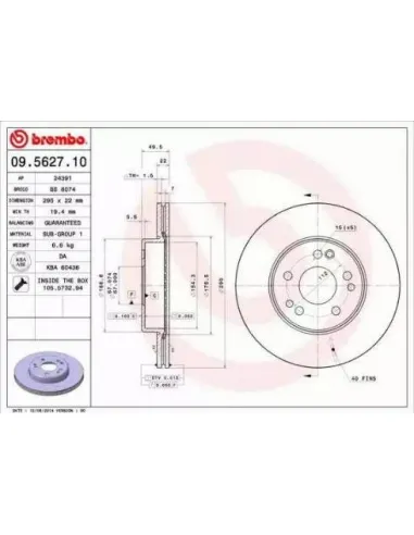 09.5627.10 Disco de freno Brembo