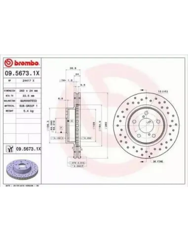 0956731X Disco de freno Brembo