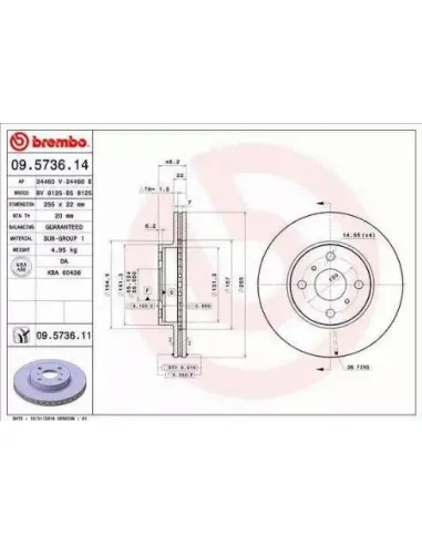 09.5736.14 Disco de freno Brembo