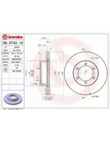 09.5742.10 Disco de freno Brembo