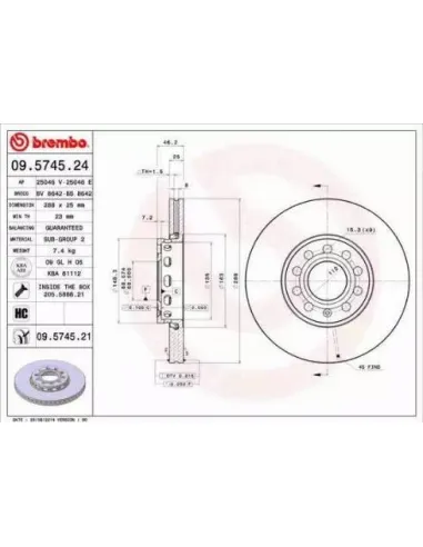 09.5745.24 Disco de freno Brembo