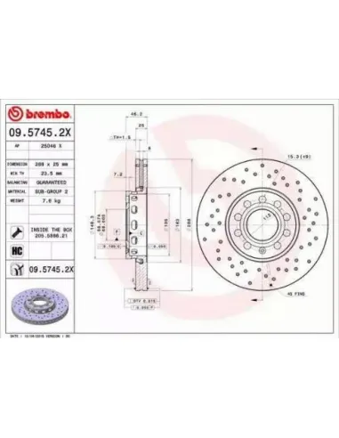 0957452X Disco de freno Brembo