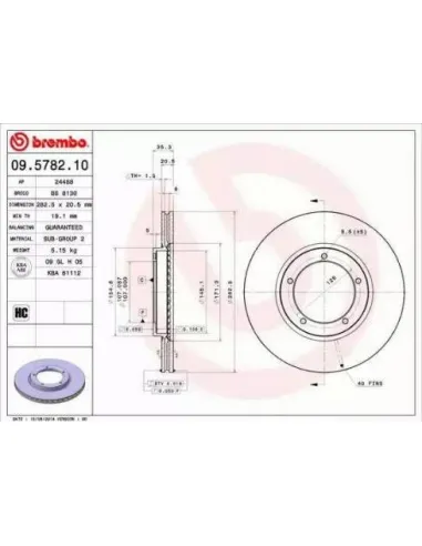 09.5782.10 Disco de freno Brembo