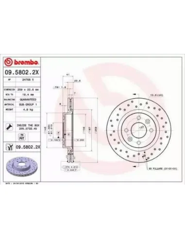 0958022X Disco de freno Brembo