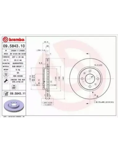 09.5843.10 Disco de freno Brembo