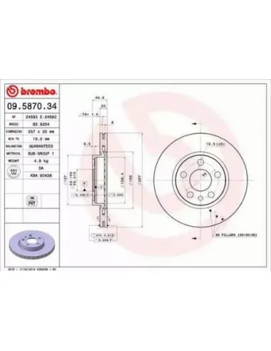 09.5870.34 Disco de freno Brembo