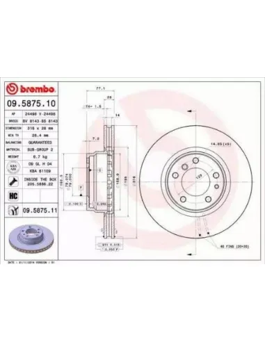 09.5875.10 Disco de freno Brembo