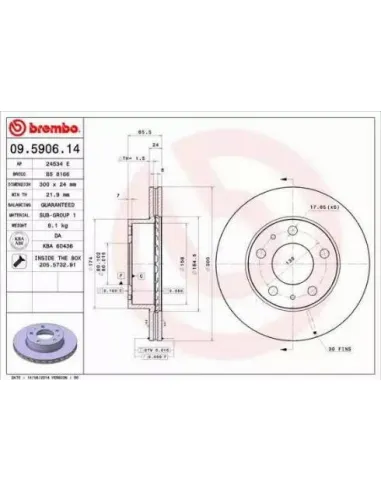 09.5906.14 Disco de freno Brembo