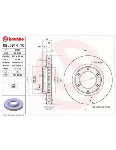 09.5914.10 Disco de freno Brembo