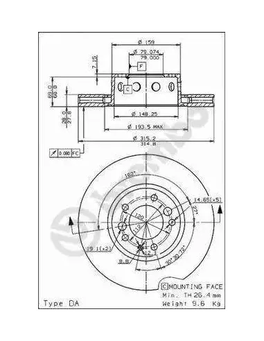 09.5929.10 Disco de freno Brembo