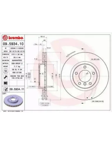 09.5934.10 Disco de freno Brembo