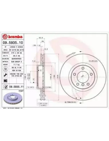 09.5935.10 Disco de freno Brembo