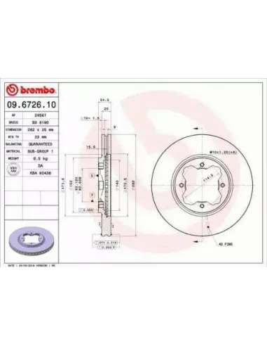 09.6726.10 Disco de freno Brembo