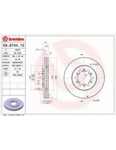 09.6744.10 Disco de freno Brembo