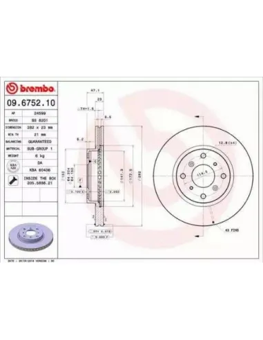 09.6752.10 Disco de freno Brembo