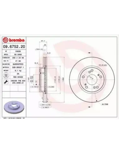 09.6752.20 Disco de freno Brembo