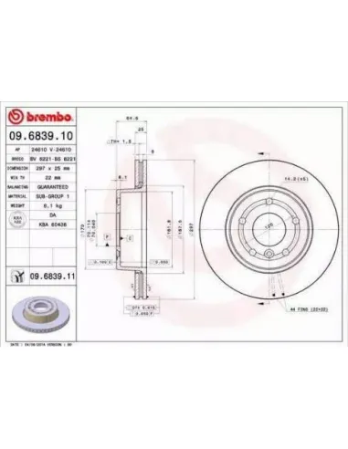 09.6839.10 Disco de freno Brembo