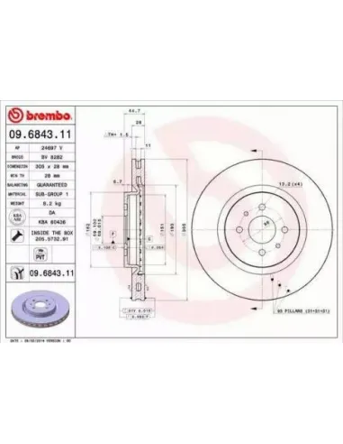 09.6843.11 Disco de freno Brembo