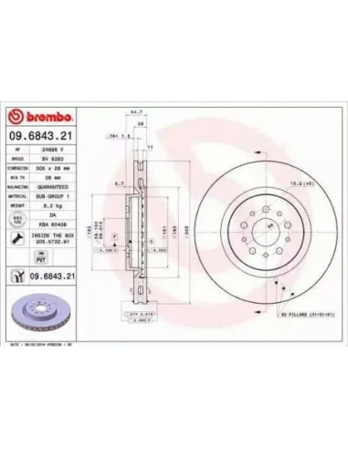 09.6843.21 Disco de freno Brembo