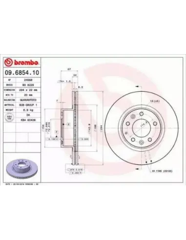 09.6854.10 Disco de freno Brembo