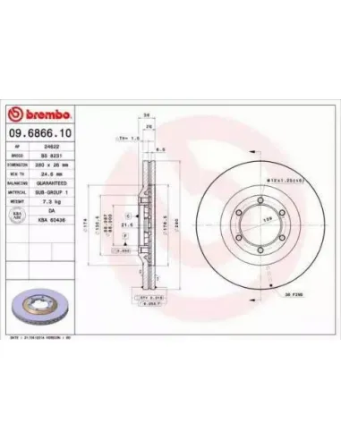 09.6866.10 Disco de freno Brembo