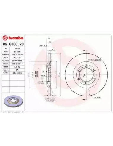 09.6866.20 Disco de freno Brembo