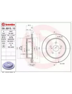09.6915.10 Disco de freno Brembo