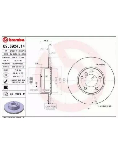 09.6924.11 Disco de freno Brembo