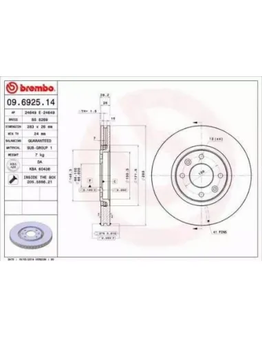 09.6925.14 Disco de freno Brembo