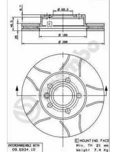 09693475 Disco de freno Brembo