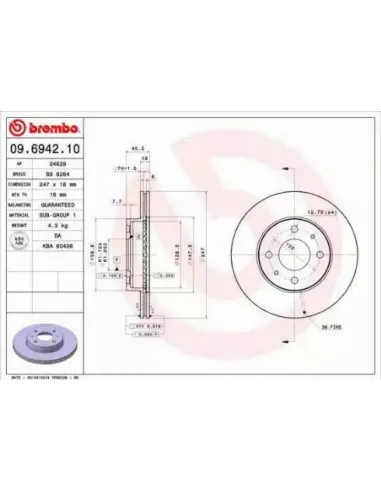 09.6942.10 Disco de freno Brembo