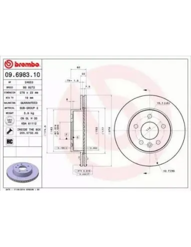 09.6983.10 Disco de freno Brembo