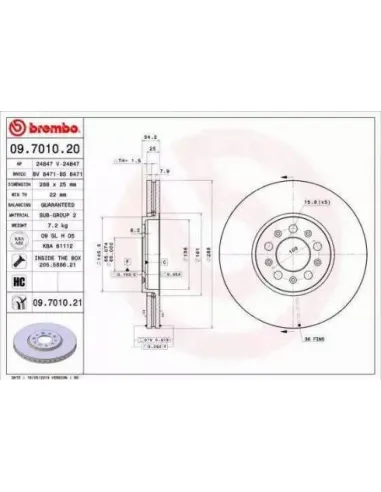 09.7010.20 Disco de freno Brembo