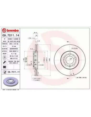 09.7011.11 Disco de freno Brembo