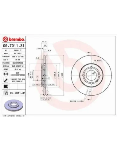 09.7011.31 Disco de freno Brembo