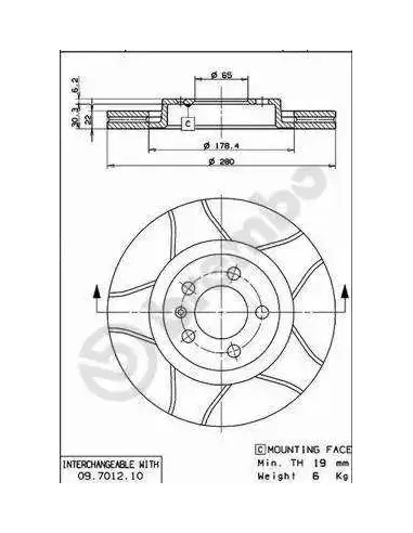 09701275 Disco de freno Brembo