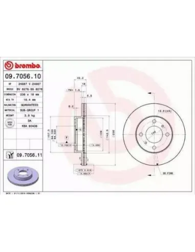 09.7056.10 Disco de freno Brembo