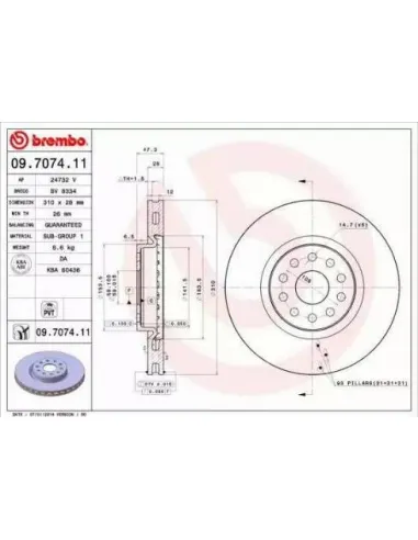 09.7074.11 Disco de freno Brembo